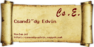 Csanády Edvin névjegykártya